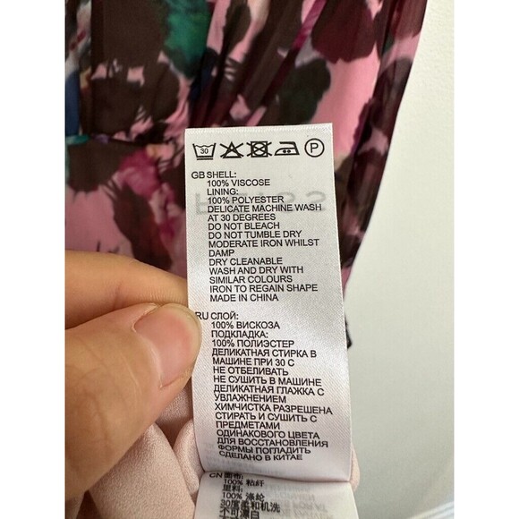 NEW REISS Josephine Floral Mini Dress Lined Open Back Pink Womens 8 - Picture 13 of 16